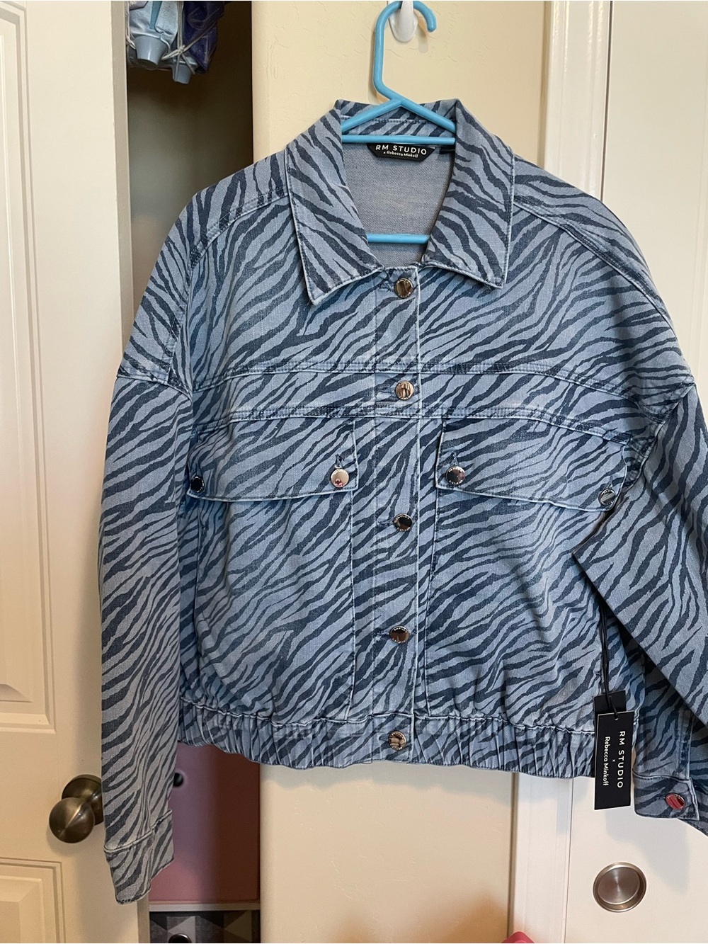 Rebecca Minkoff Blue Zebra Print Denim Jacket